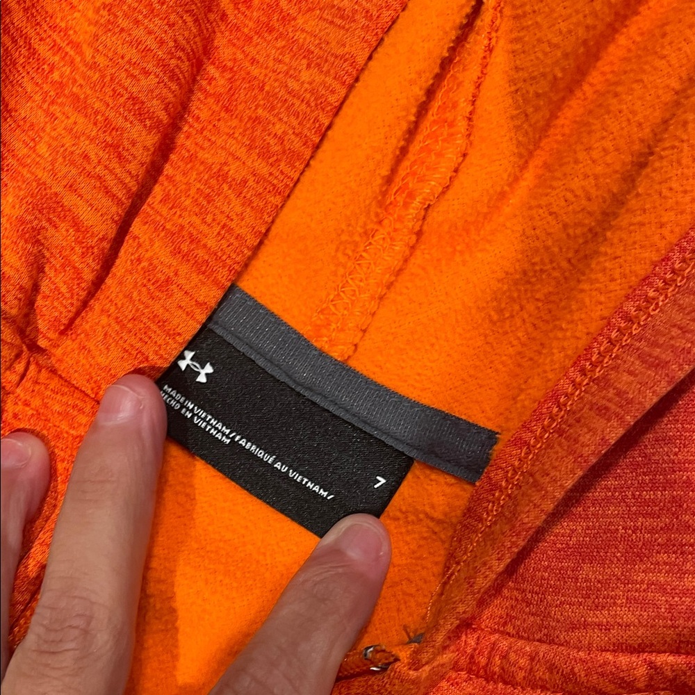 Under Armour Kids Orange Zip-Up Hoodie (B) - Picture 3 of 3